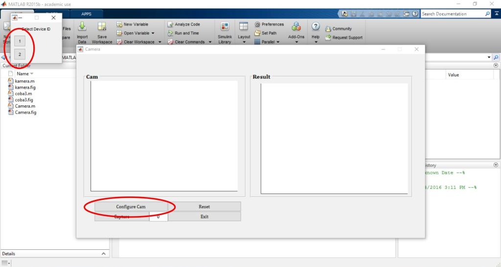 Matlab Camera Link Gui Akuisisi citra digital menggunakan webcam | Pemrograman Matlab